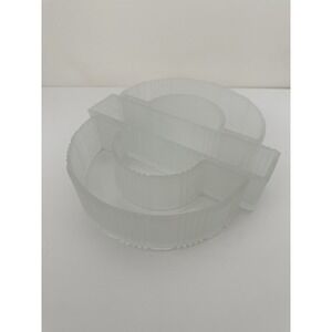 Art Deco Satin Glass Table Centerpiece Serving Set 3Pc Ribbed, Versatile